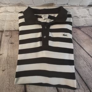 Lacoste France Striped Polo XL Black White Shirt